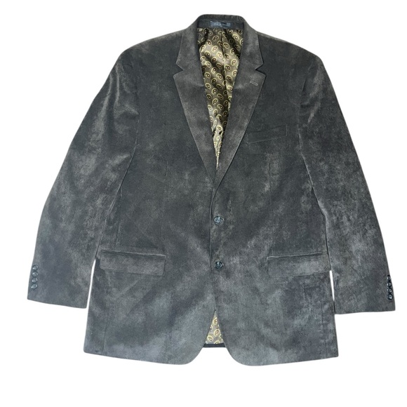 ~ Chaps Two Button Corduroy Blazer Mens Dark Tan 88 % polyester Size 46L - Picture 1 of 16